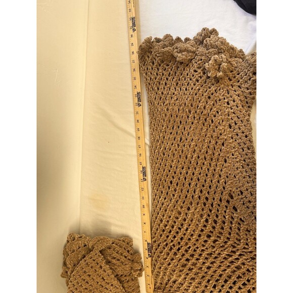 Crochet Vintage Beige Sweater, Skirt & Bag Set Henrietta Tanuska Beverly Hills s - Picture 5 of 16